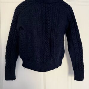 J. Crew Dark Blue Cable Knit Turtleneck Sweater